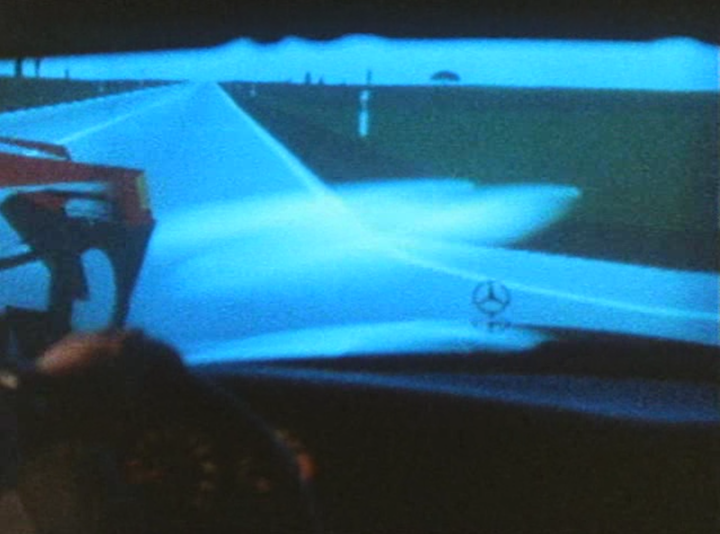 A Mercedes Benz crashes in driving simulator