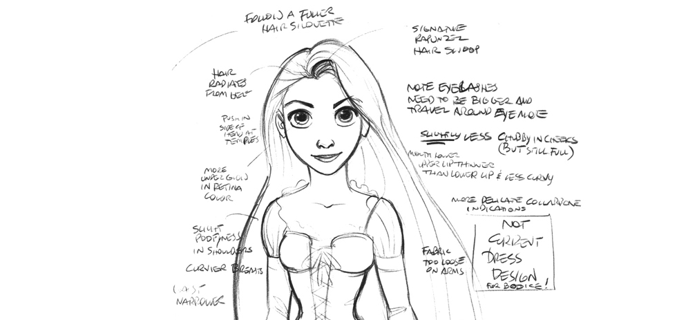 One of Glen Keane’s Rapunzel concept sketches